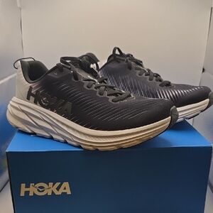 Hoka Womens Black and White Running Shoes, Size 9D
